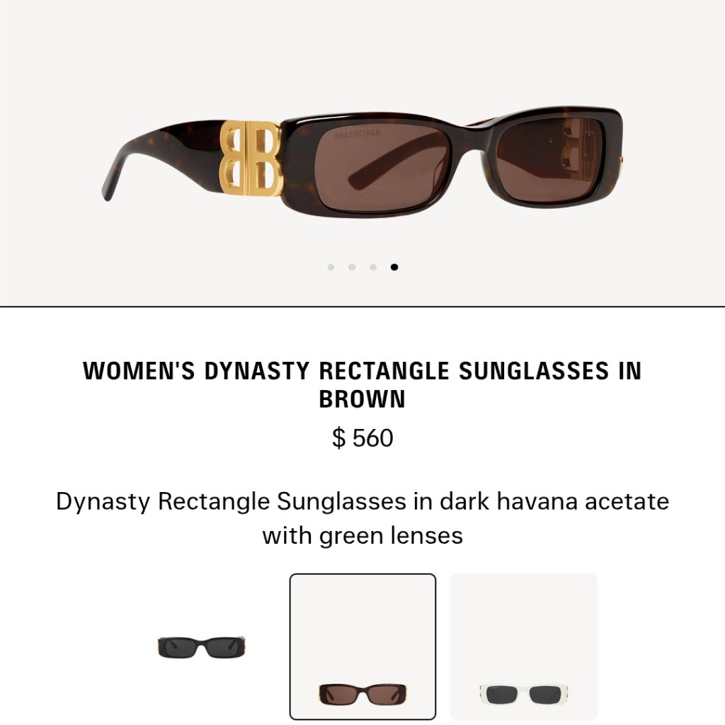 Authentic Balenciaga Dynasty Rectangle Sunglasses